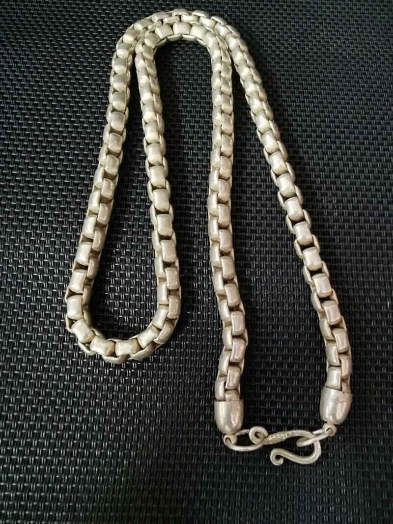 56cm Exquisite Old Chinese tibet silver handmade necklace