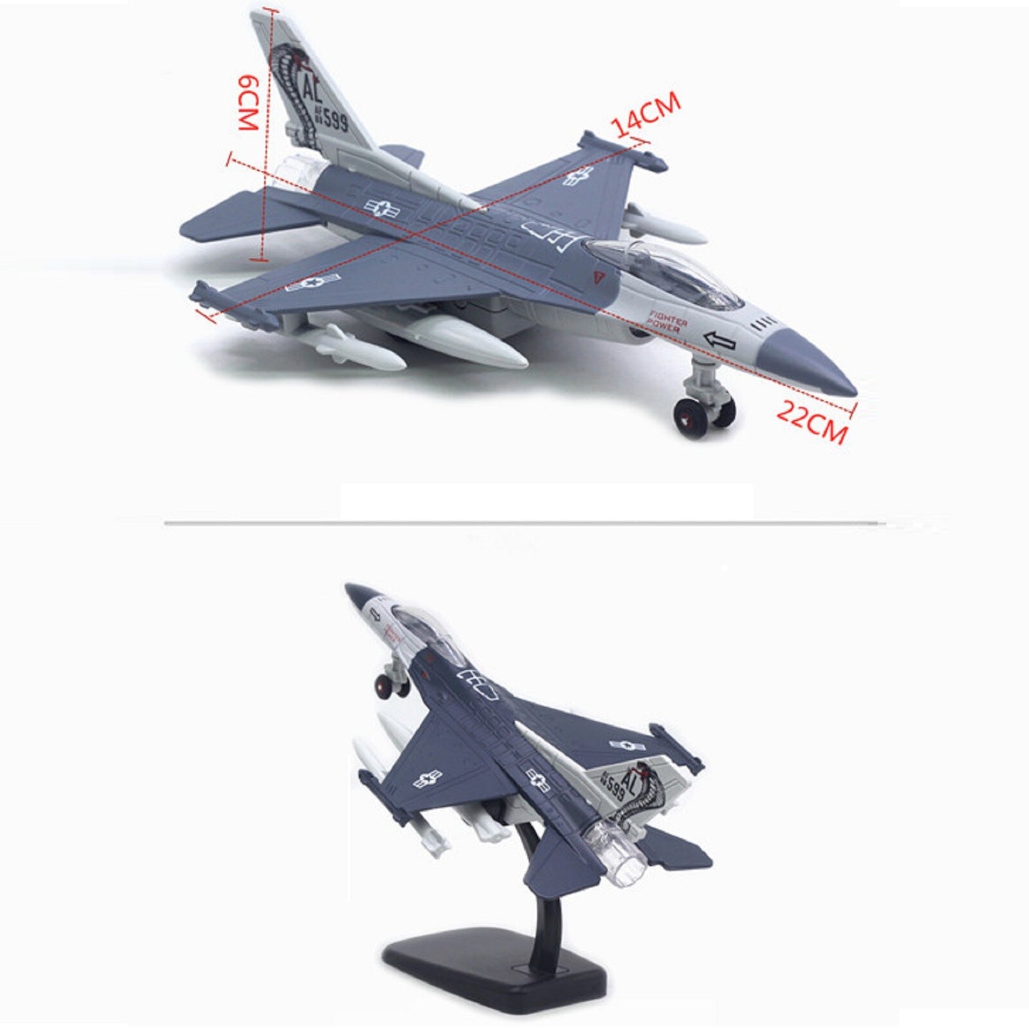 1/100 Lights&Sound F16 Jet Aircraft Alloy Fighter Aircraft Plane Model Display
