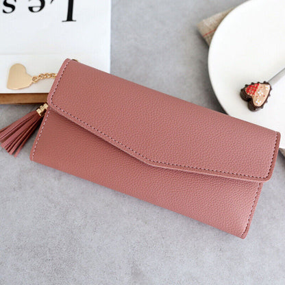 Women Wallet Clamps Purse Cash Clip Billfold Female Card Lady PU Leather Handbag