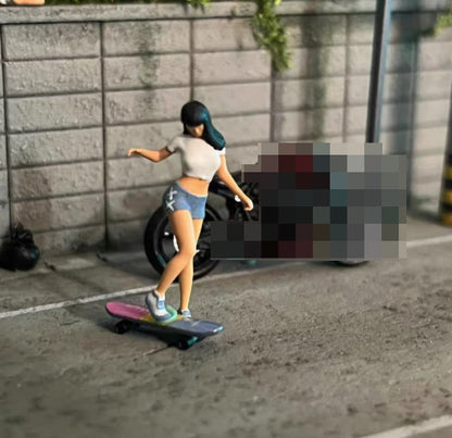 1:64 Scale Diorama Figure Model City Street Stylish Girl Boy Scene Display Model