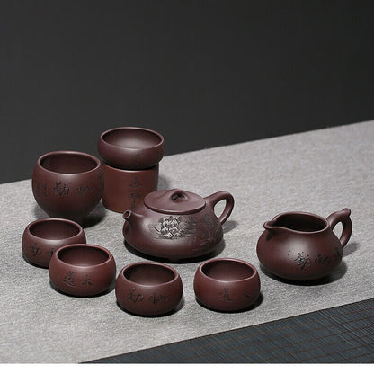 true yixing zisha tea set handmade carved shipiao pot master tea cup pitcher new