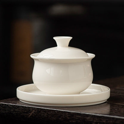 Ceramic Gaiwan For Tea Tureen Teaware Cup Chinese Tea Bowls Jade White Porcelain