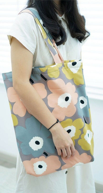 Fashion Colorful Marimekko Fabric Unikko Poppy Tote Bag, Shopping Bag For Her