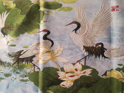 Old Chinese silk Embroidery Painting "Lotus Pond Fairy" 90256