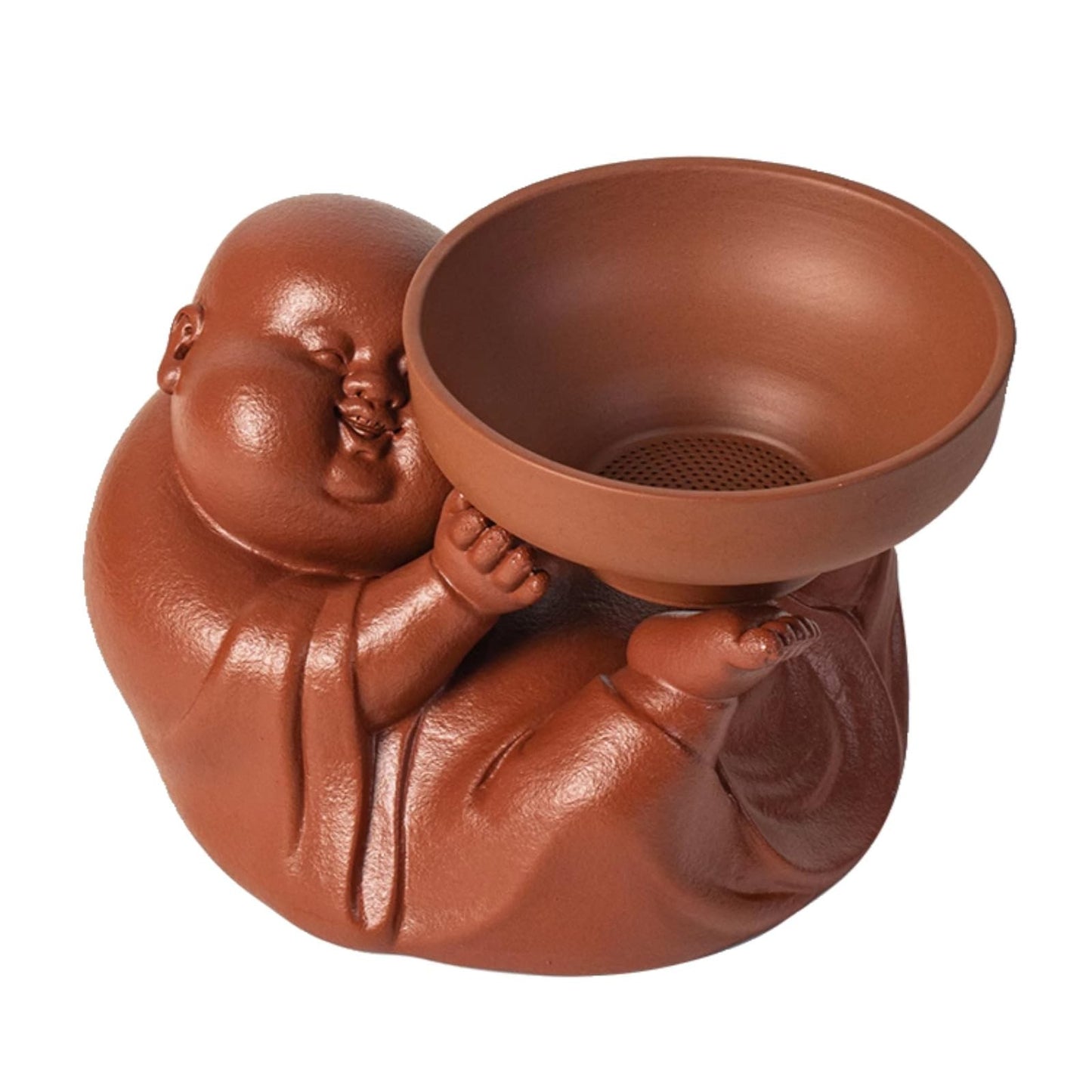 Big Belly Buddha Purple Sands Tea Pet with Tea Strainer 11.4cm Tea Set Accessory