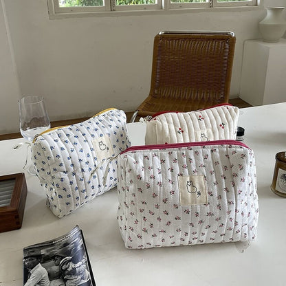 Makeup Bag Cosmetic Storage Toiletry Beauty Case Cotton Floral Travel Pouch 1 PC