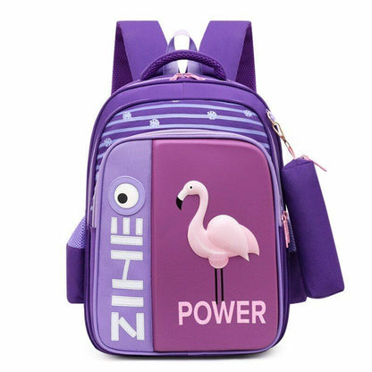 3D Flamingo Bags School Girls Boys Shark Backpack Orthopedic Grades 3-5 Zipper
