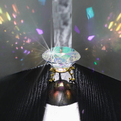 80MM Color AB Coated Crystal Diamond Paperweight With Stand Jewel Wedding Decor