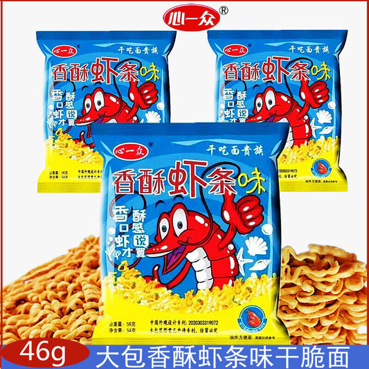 心一众香酥虾条口味包装干吃脆方便面 Heart Of All Crispy Shrimp Taste Dry Eat Instant Noodles