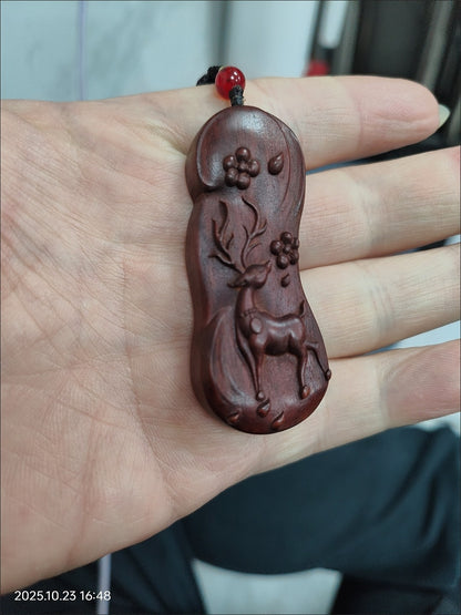 Sandalwood Deer Pendant 0.91×2.36in Car Keychain Phone Charm Couple Gift