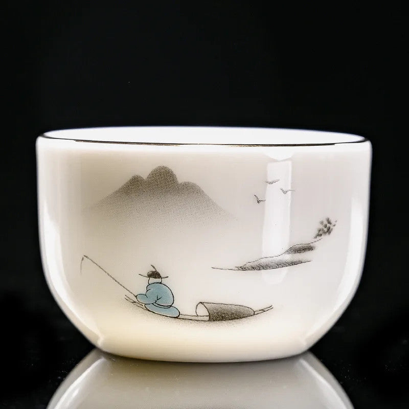 Scalding Sheep Fat Jade White Porcelain Tea Cup Ceramic Tea Cup Master Cup