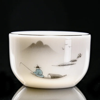 Scalding Sheep Fat Jade White Porcelain Tea Cup Ceramic Tea Cup Master Cup