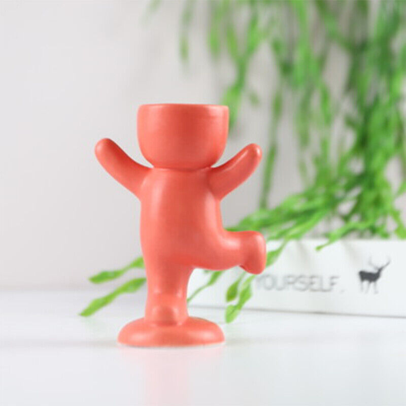 Creative Ceramic Humanoid Statue FlowerPot Succulent Plant Vase Tabletop Planter