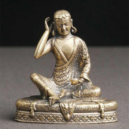 Brass Old Statue Chinese Handmade Milarepa Buddha Statue Delicate Antique