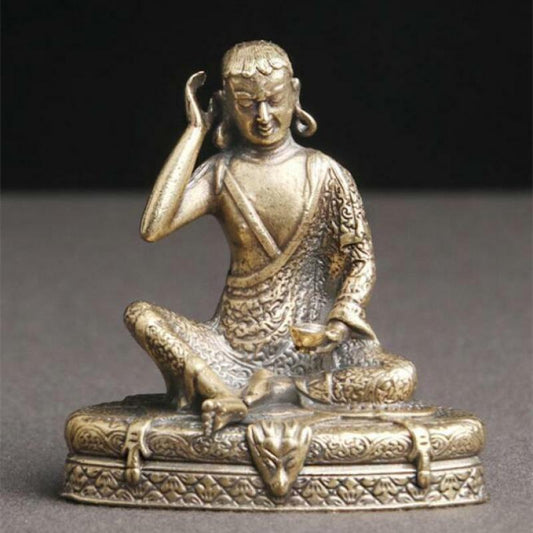 Brass Old Statue Chinese Handmade Milarepa Buddha Statue Delicate Antique