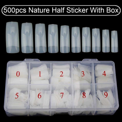 Nail Capsule 500Pcs Acrylic Transparent Artificial Full Cover Nails Tip Manicure