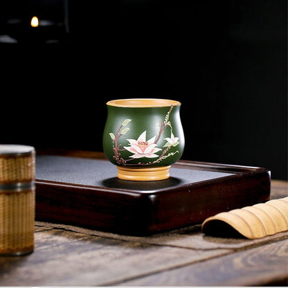 One Cup Real Yixing Zisha Purple Clay Tea Cup Floral Relief Handmade Master Cup