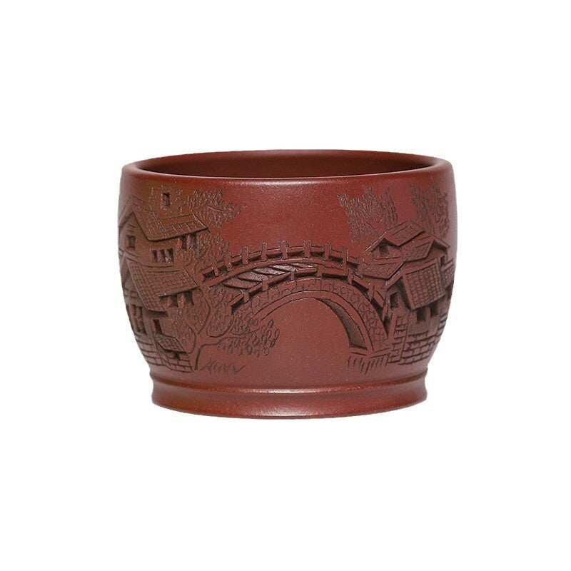 Boutique Tea Cup True Yixing Zisha Purple Clay Master Cup Marked Hand Carved New