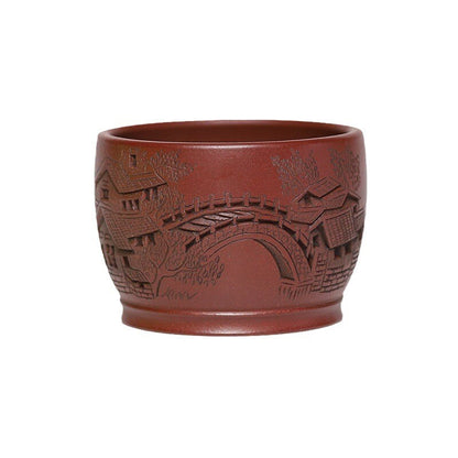 Boutique Tea Cup True Yixing Zisha Purple Clay Master Cup Marked Hand Carved New