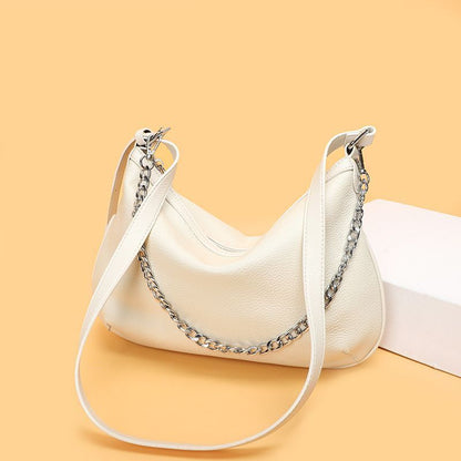 Genuine Leather Messenger Bag Chain Shoulder Bag High Quality Cowhide Handbag