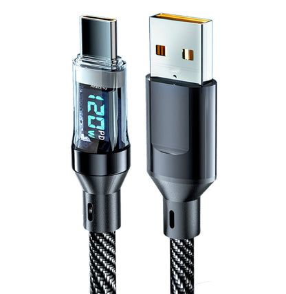 120w Super Fast USB Type-C Charging Braid Phone Charger Lead with Display LOT