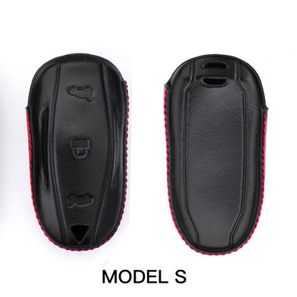 Protector Genuine Leather Car Key Cover Bag With Chain For Tesla Model S Fob