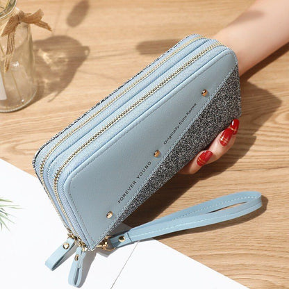 Women Wallets Coin Purses Cards Holder Double Zippers Handbag Money Bags 20*10CM