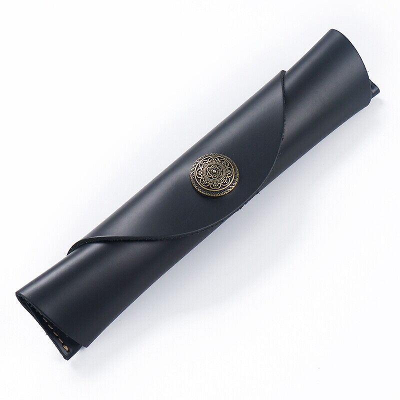 New Snap Leather Pencil Case Retro Pen Bag Student Stationery Storage Bag Box