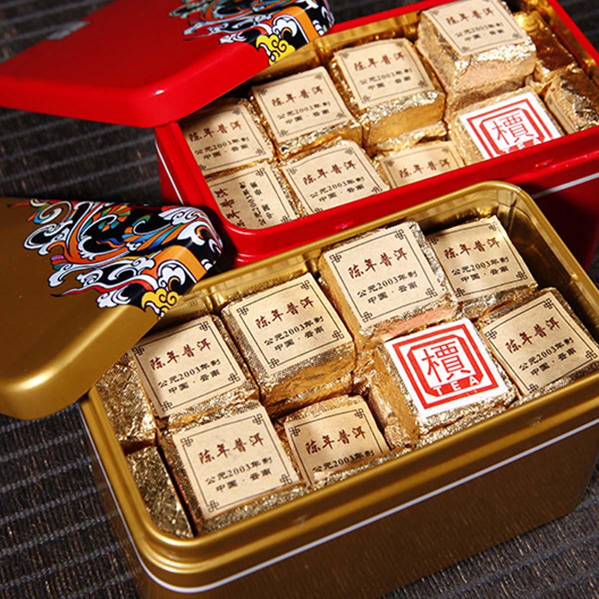 Ripe Pu Erh Tea Brick Cooked Pu Erh Black Tea Yunnan Tin Box 250g