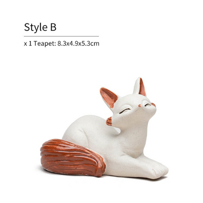 Zisha Clay Teapet White Nine-tailed Fox Tea Animal Tea Accessories