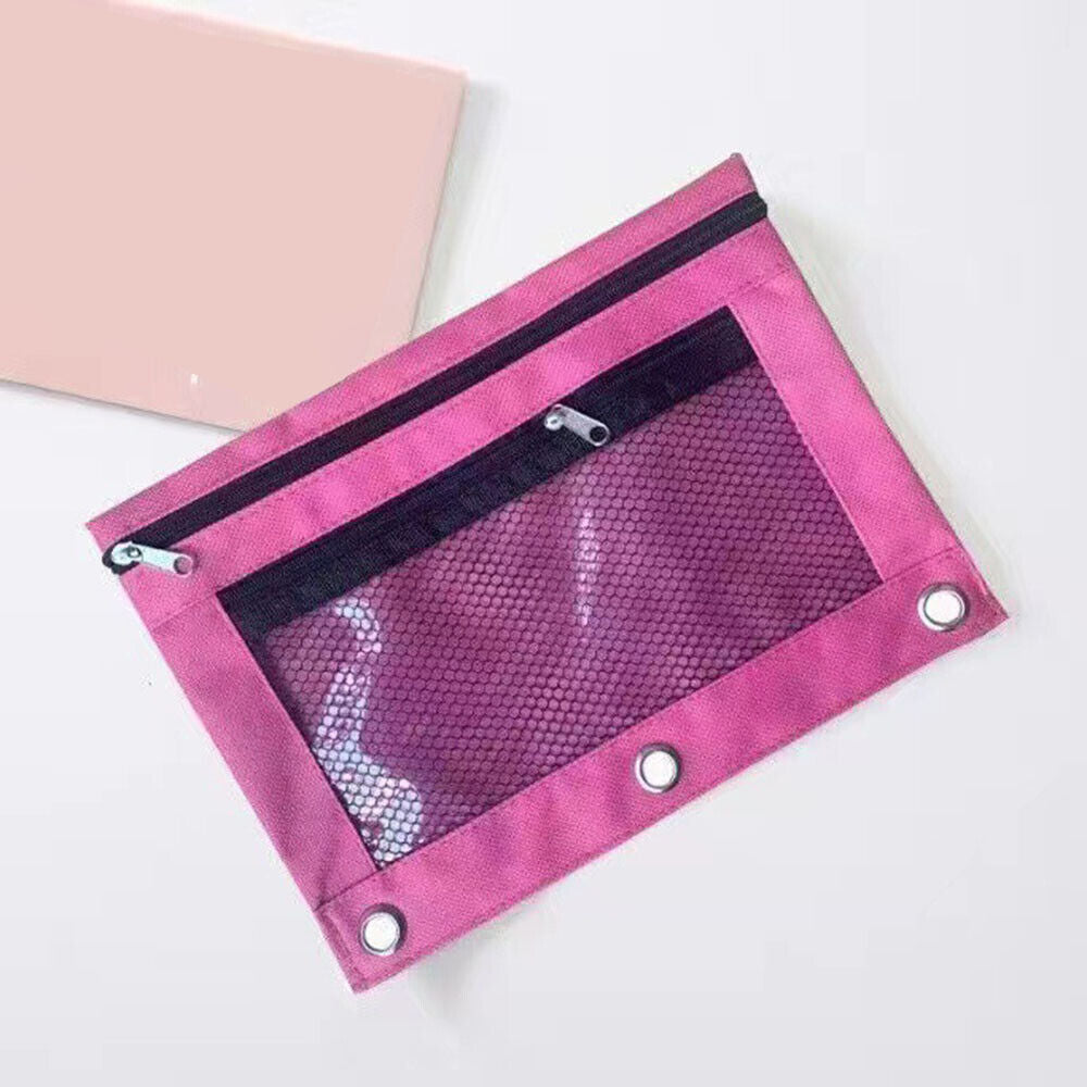 Mesh Pencil Pen Case Zipper Travel Pouch Cosmetic Bag Storage Stationery ಇ