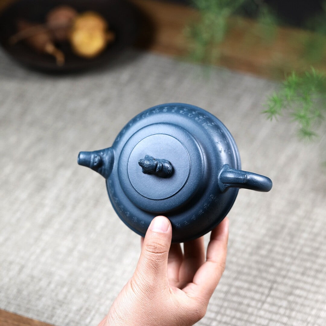 Handmade Tea Pot With Feet Marked Real Yixing Zisha Republic Green Clay Pot New