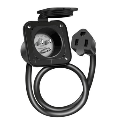 1 PC 15 Amp 125V AC Power Inlet Port Plug with Integrated 18" Extension Cord