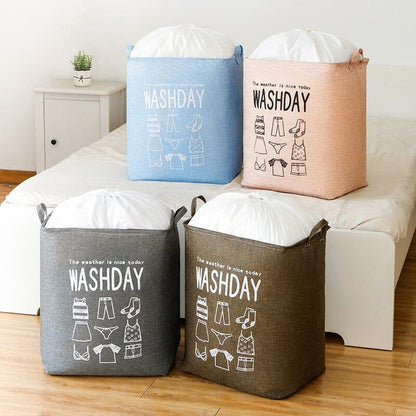 Foldable Super Large Laundry Basket Drawstring Cover Water-Proof Storage Bag 75L
