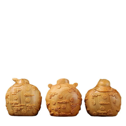Solid wood carving Fu Rushou mythical characters hand-carved decoration -