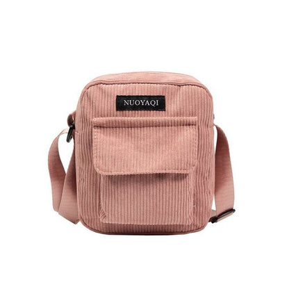 Corduroy Shoulder Bags Striped Cloth Fabric Handbags Tote Canvas Crossbody Bag