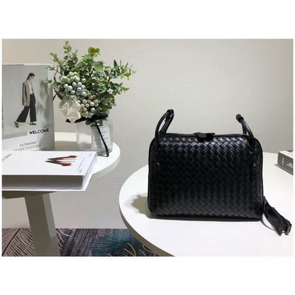 Woven Square Bag Genuine Leather Small Purse Single Shoulder Bag Crossbody Pouch