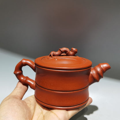vintage chinese yixing purple clay teapot zisha ceremony bamboo teaware art