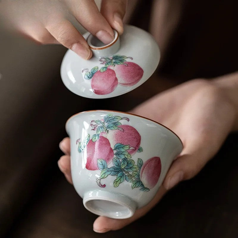Longevity Peach Gaiwan Handmade Tea Tureen Household Tea Bowl Kit Craft