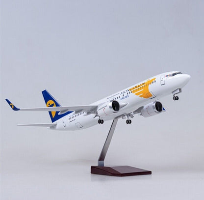 47CM MONGOLIAN AIRLINES BOEING 737 Plane Led Sound-controlled Light Resin Model