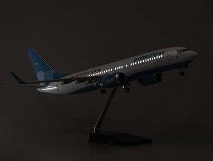 47CM Pobeda BOEING 737 Airplane Led Sound-controlled Light Resin Aircraft Model