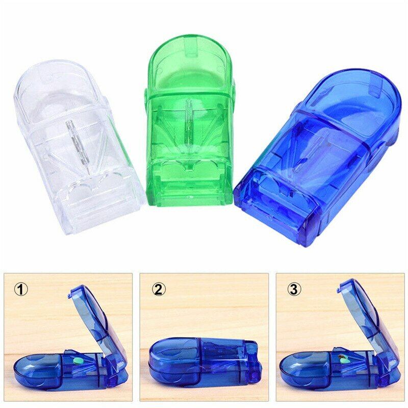 Pill Cutter Handy Drug Box Tablet Splitter Medicine Pill Case Pill Cutter Case