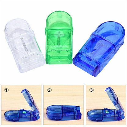 Pill Cutter Handy Drug Box Tablet Splitter Medicine Pill Case Pill Cutter Case