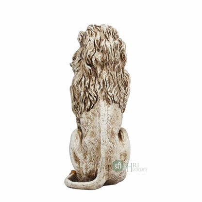 Resin Stone Finish Animal Figurines Gifts Antique Design Lion Sitting Statue