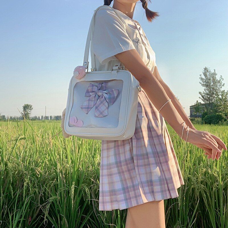 Square Bag Heart Backpack Clear Handbags Transparent Luxury Style Bag Polyester