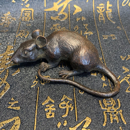 chinese bronze handmade mouse Figure statue netsuke collectable table decoration