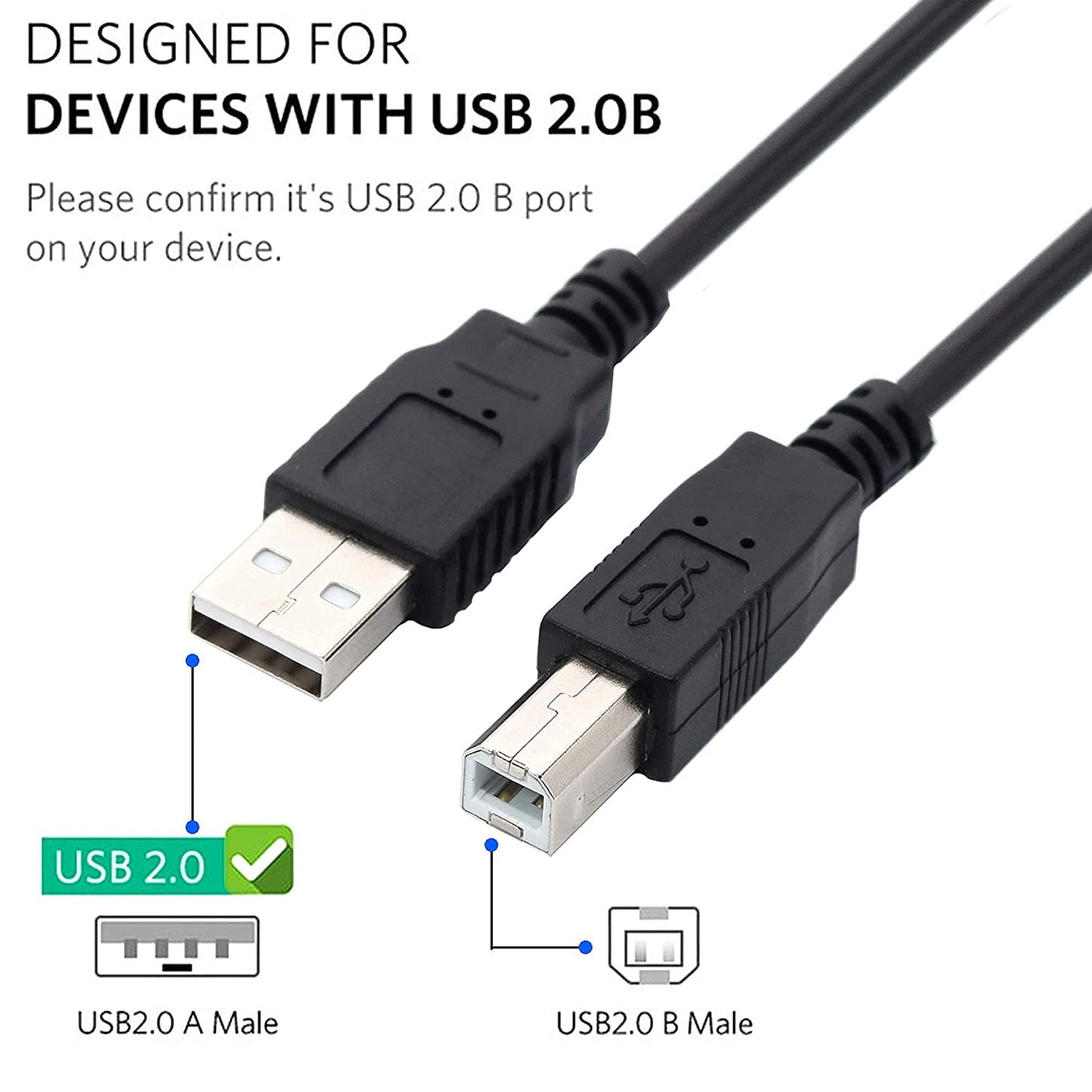 NEW USB 2.0 A TO B High Speed Printer Scanner Premium Cable Cord 1.5m Lot