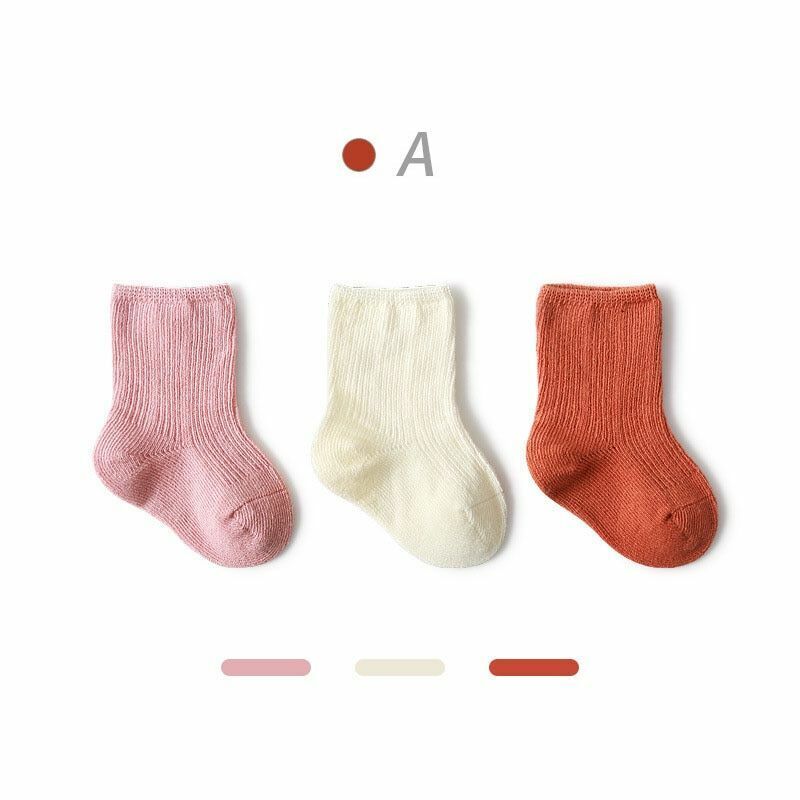 Socks 3 Pairs Baby Girl Boy Toddler Cotton Clothes Accessories Pure Color Combed