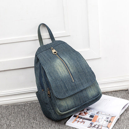 Women's Denim Small Mini Backpack Rucksack Daypack Travel bag Cute Purse Retro