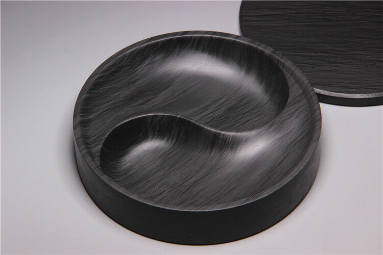 4.9" Chinese Ink Natural Original Stone Hand-carved Taiji Inkstone Inkslab